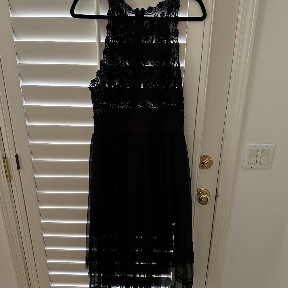 Bebe Semi Sheer Lace Black Cocktail Dress - Size 10